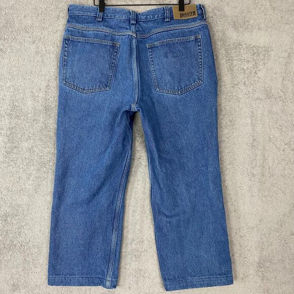 Duluth Trading Jeans Men's 33X24 Blue Denim Grunge Flannel Lined Workwear - Picture 4 of 16